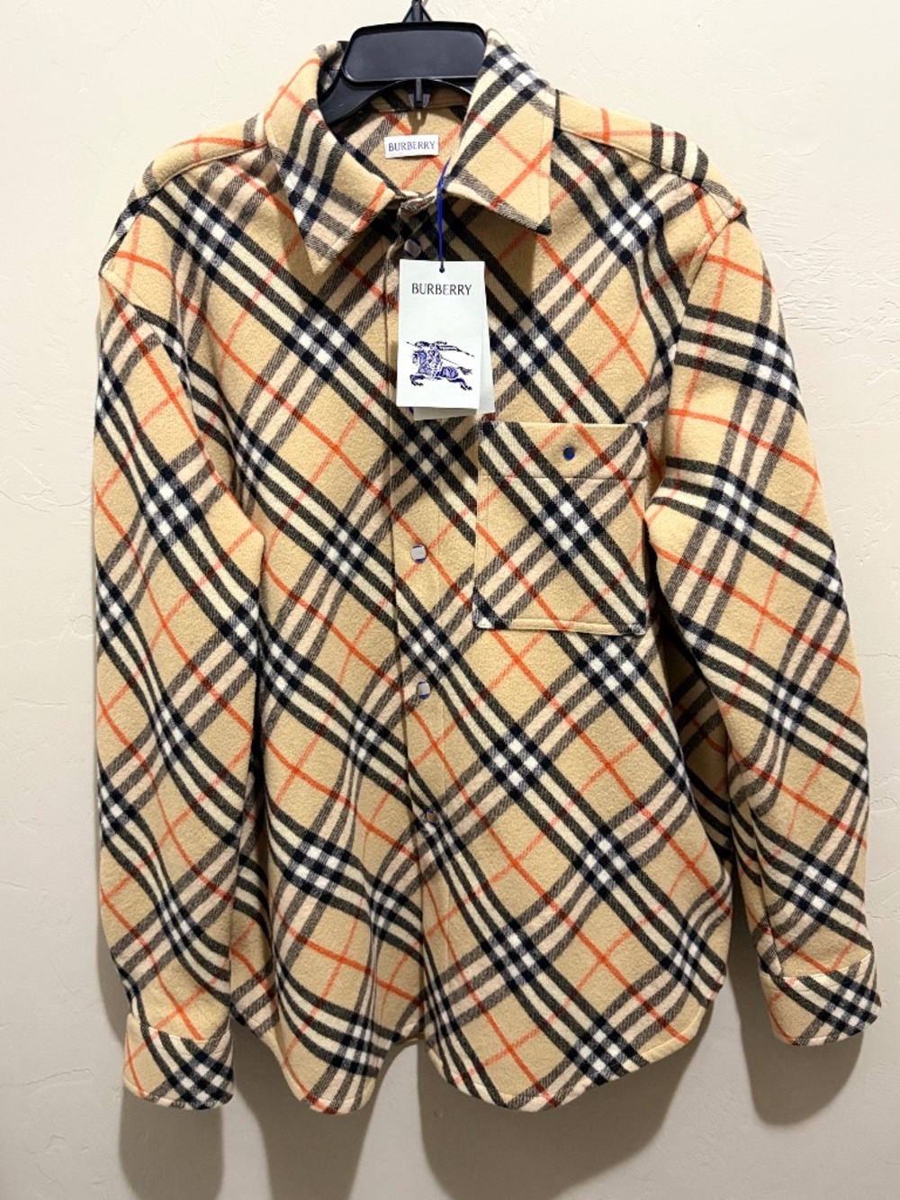 NWT 100% WOOL BURBERRY SHIRT JACKET COAT VINTAGE CHECK